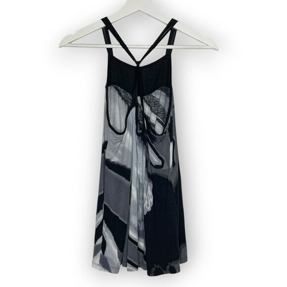 Express Y2K Babydoll Tank Top Marble Black & White Women's Size Small - Picture 4 of 11